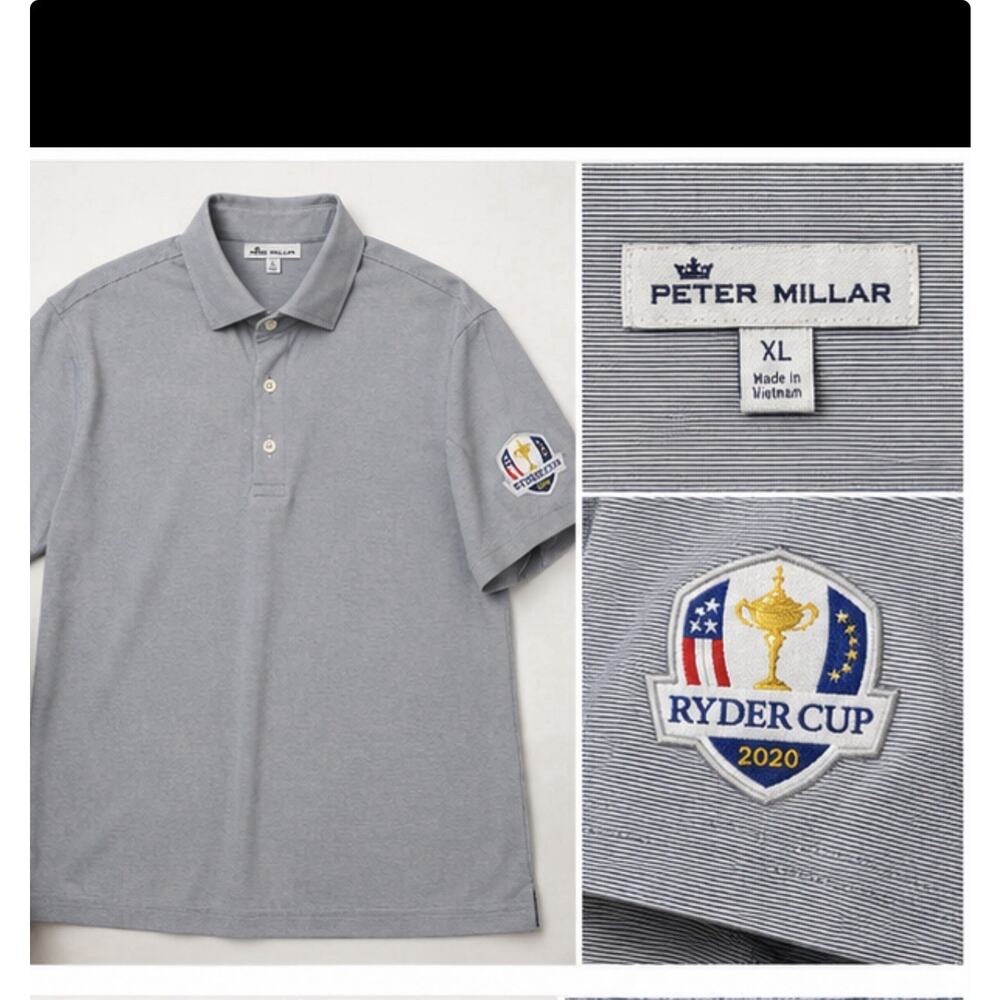 Peter Millar Ryder Cup Polo Men’s XL Gray Striped Golf Shirt